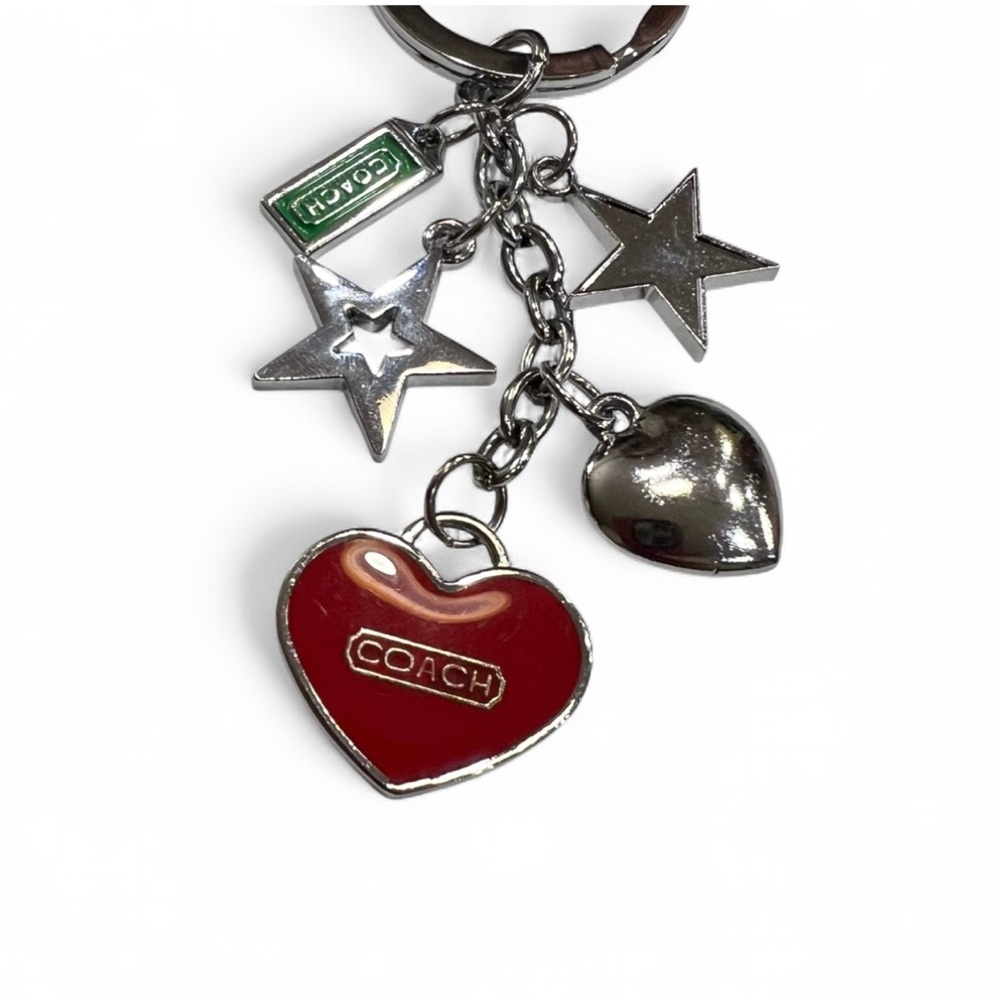 Vintage Y2K Coach Charm Keychain Heart Stars Red Green Bag Charm - Picture 2 of 3